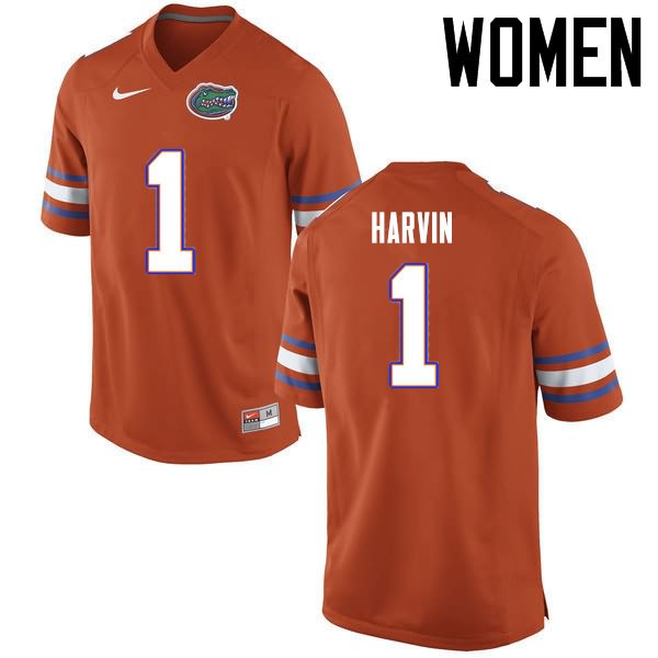 Women's NCAA Florida Gators Percy Harvin #1 Stitched Authentic Nike Orange College Football Jersey YPX1365TU